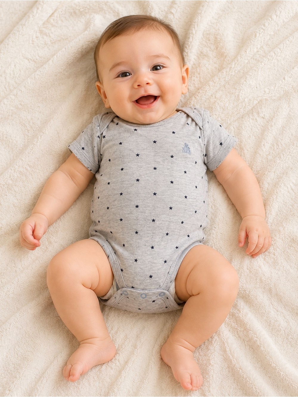 GAP Grey One-Piece Bodysuit with Navy Star Print